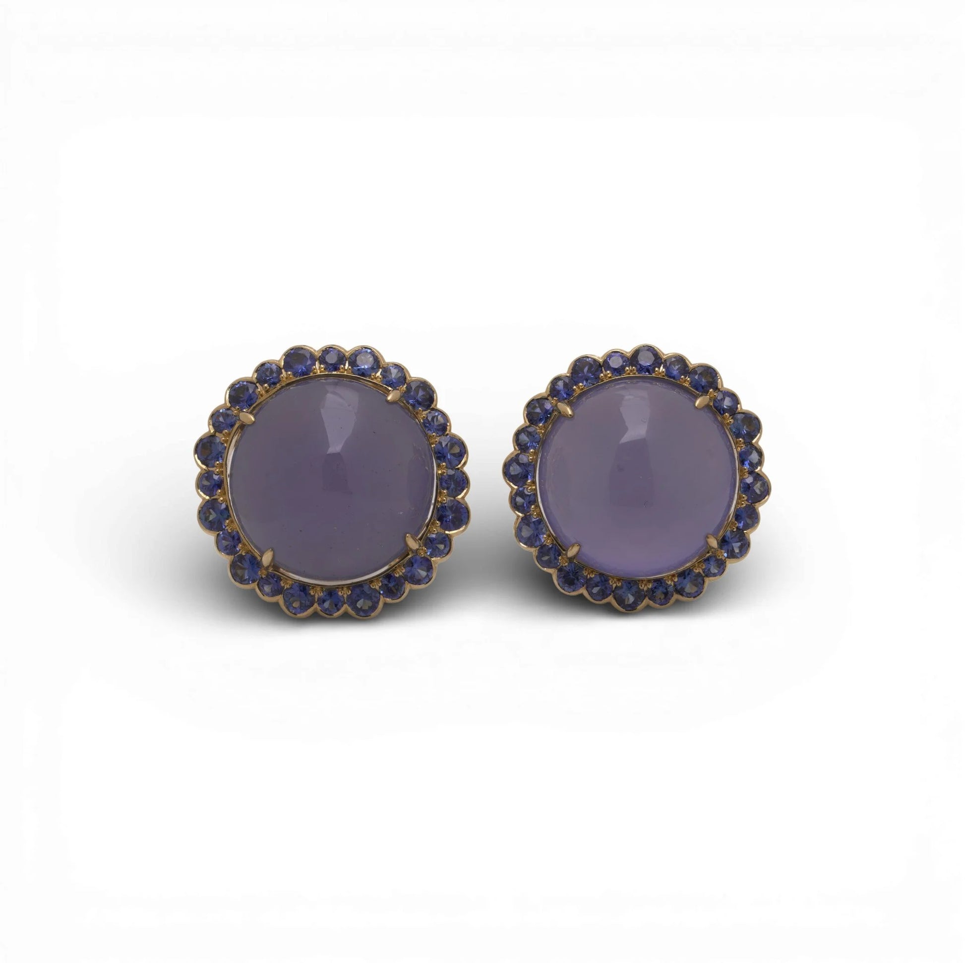 Vintage 1970's 18 Carat Gold Sapphire And Chrysoberyl Clip Earrings