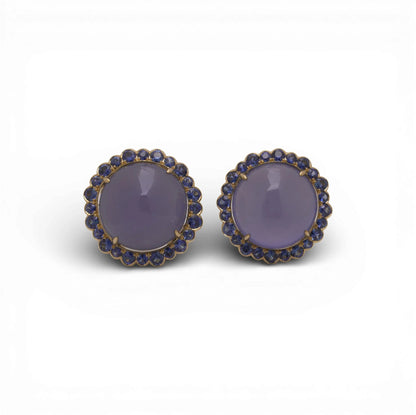 Vintage 1970's 18 Carat Gold Sapphire And Chrysoberyl Clip Earrings