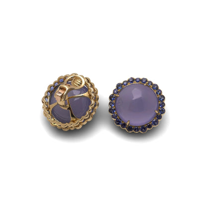 Vintage 1970's 18 Carat Gold Sapphire And Chrysoberyl Clip Earrings