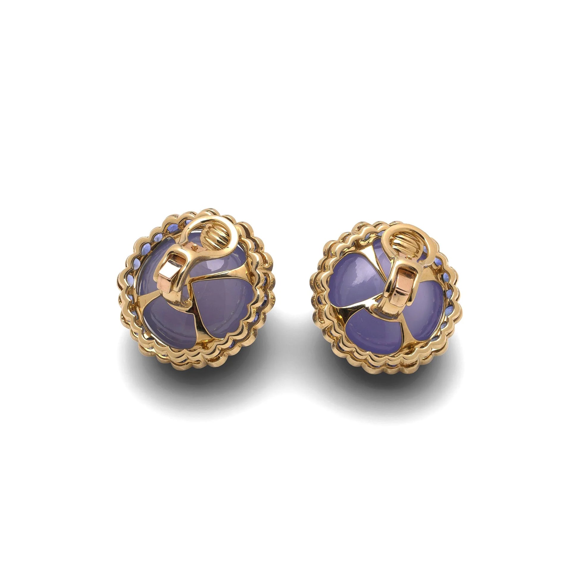 Vintage 1970's 18 Carat Gold Sapphire And Chrysoberyl Clip Earrings