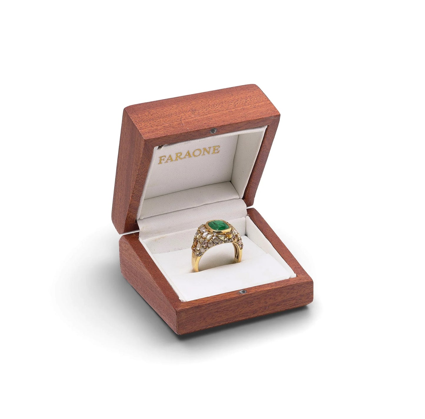 Faraone 18 Carat Gold Emerald And Diamond Vintage Ring