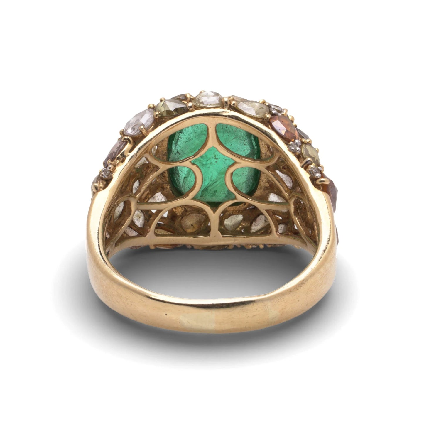 Faraone 18 Carat Gold Emerald And Diamond Vintage Ring