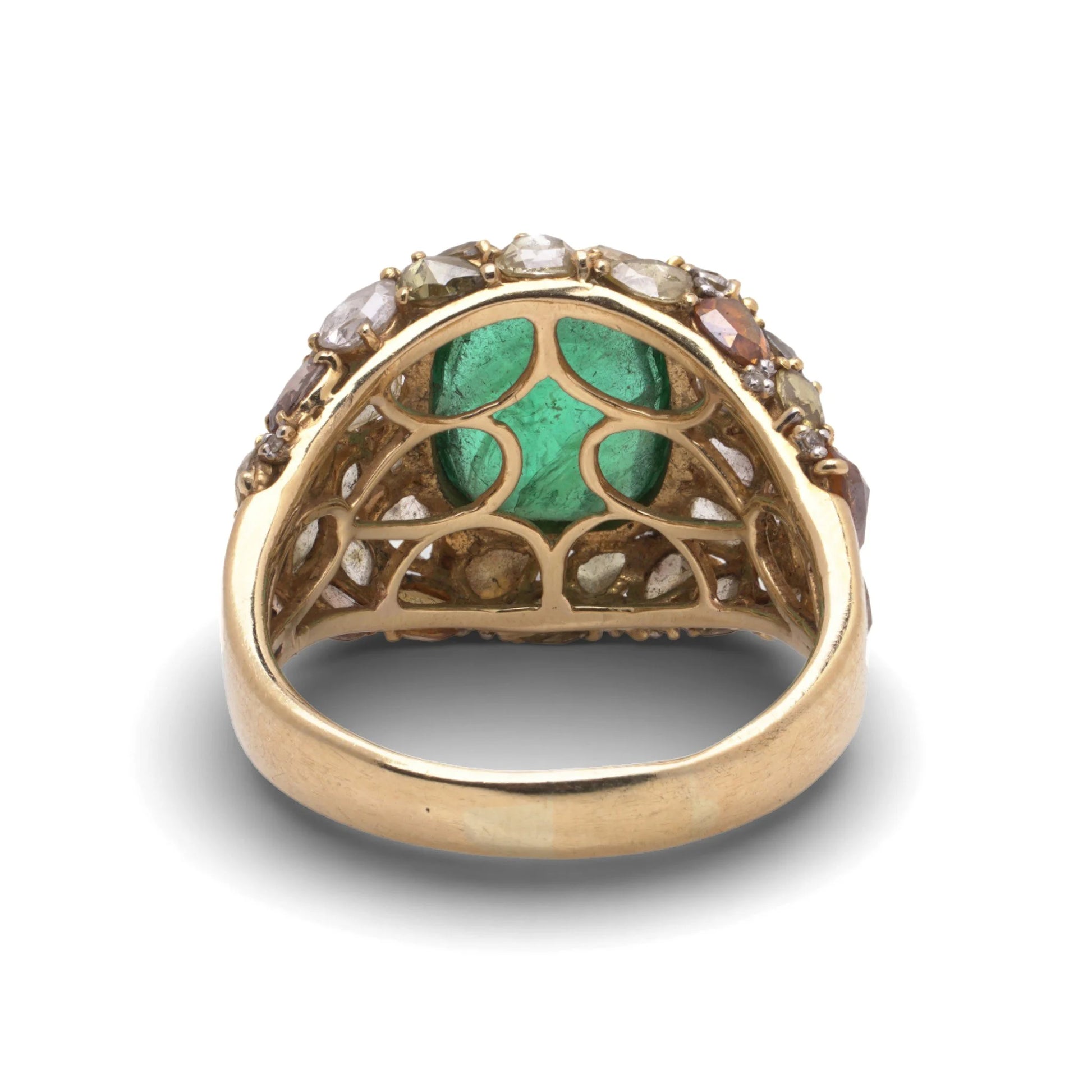 Faraone 18 Carat Gold Emerald And Diamond Vintage Ring