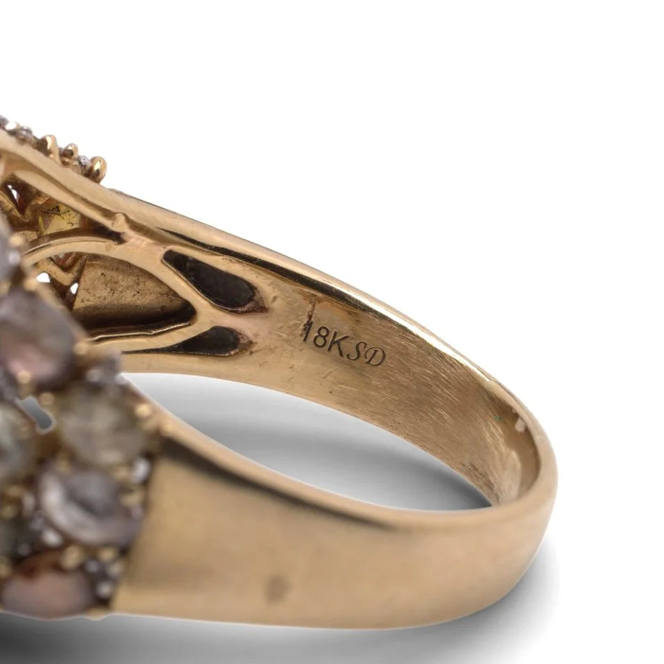 Faraone 18 Carat Gold Emerald And Diamond Vintage Ring