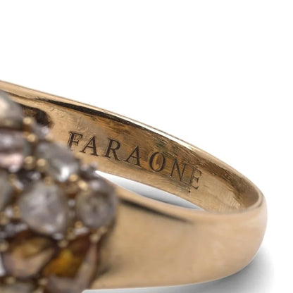 Faraone 18 Carat Gold Emerald And Diamond Vintage Ring