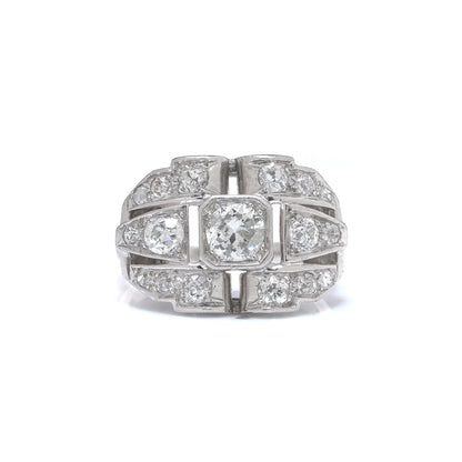 Art Deco Platinum Old European Cut Diamond Ring, Circa 1920's