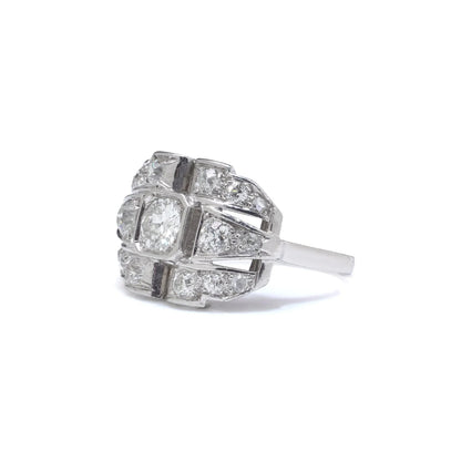 Art Deco Platinum Old European Cut Diamond Ring, Circa 1920's