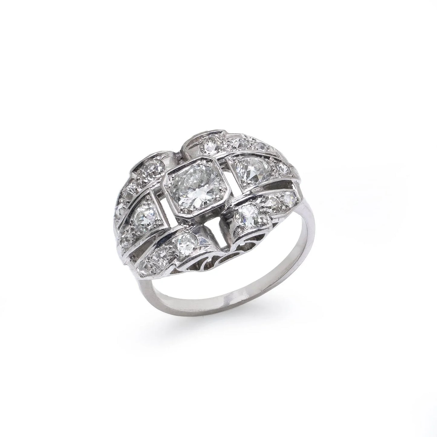 Art Deco Platinum Old European Cut Diamond Ring, Circa 1920's