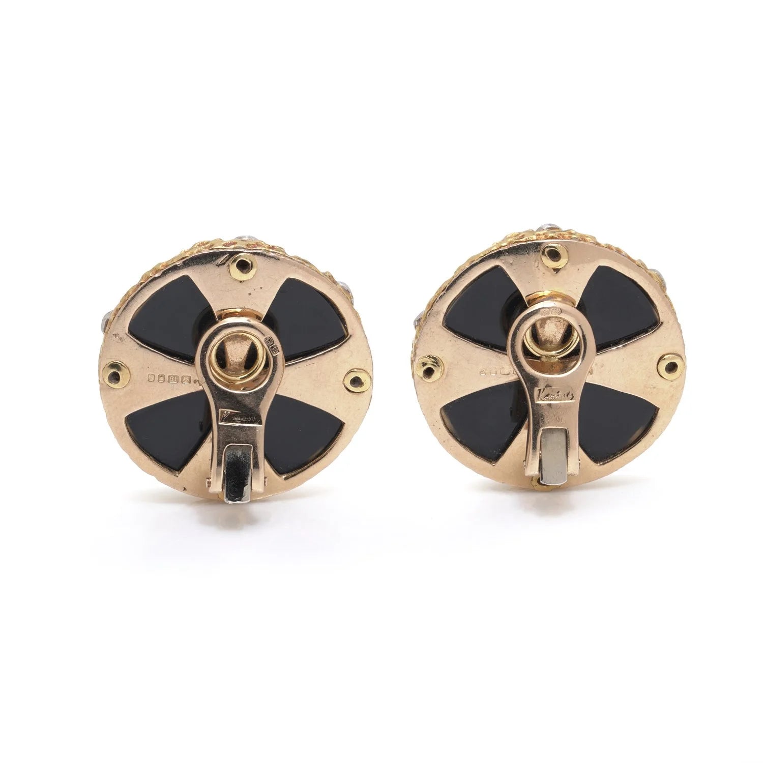 Vintage Kutchinsky 18ct Gold Onyx & Diamond Clip-On Earrings, Circa 1970s