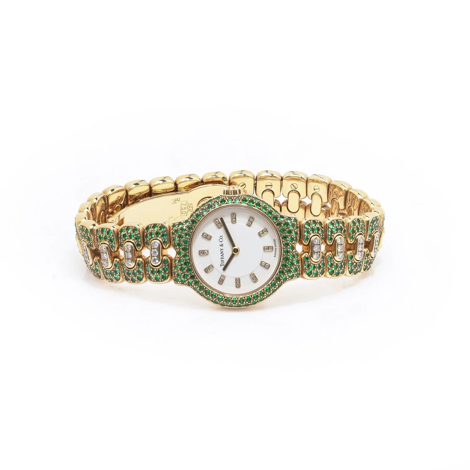 Tiffany & Co. Tesoro 18 Carat Gold Emerald And Diamond Watch
