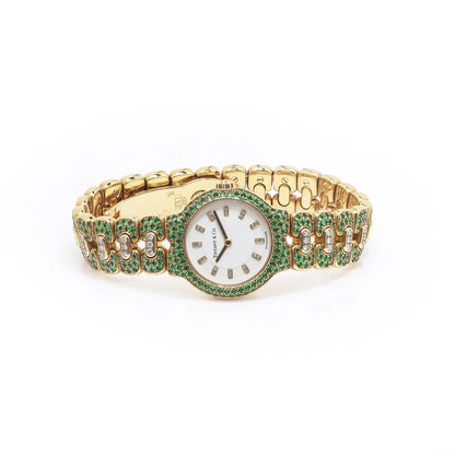 Tiffany & Co. Tesoro 18 Carat Gold Emerald And Diamond Watch
