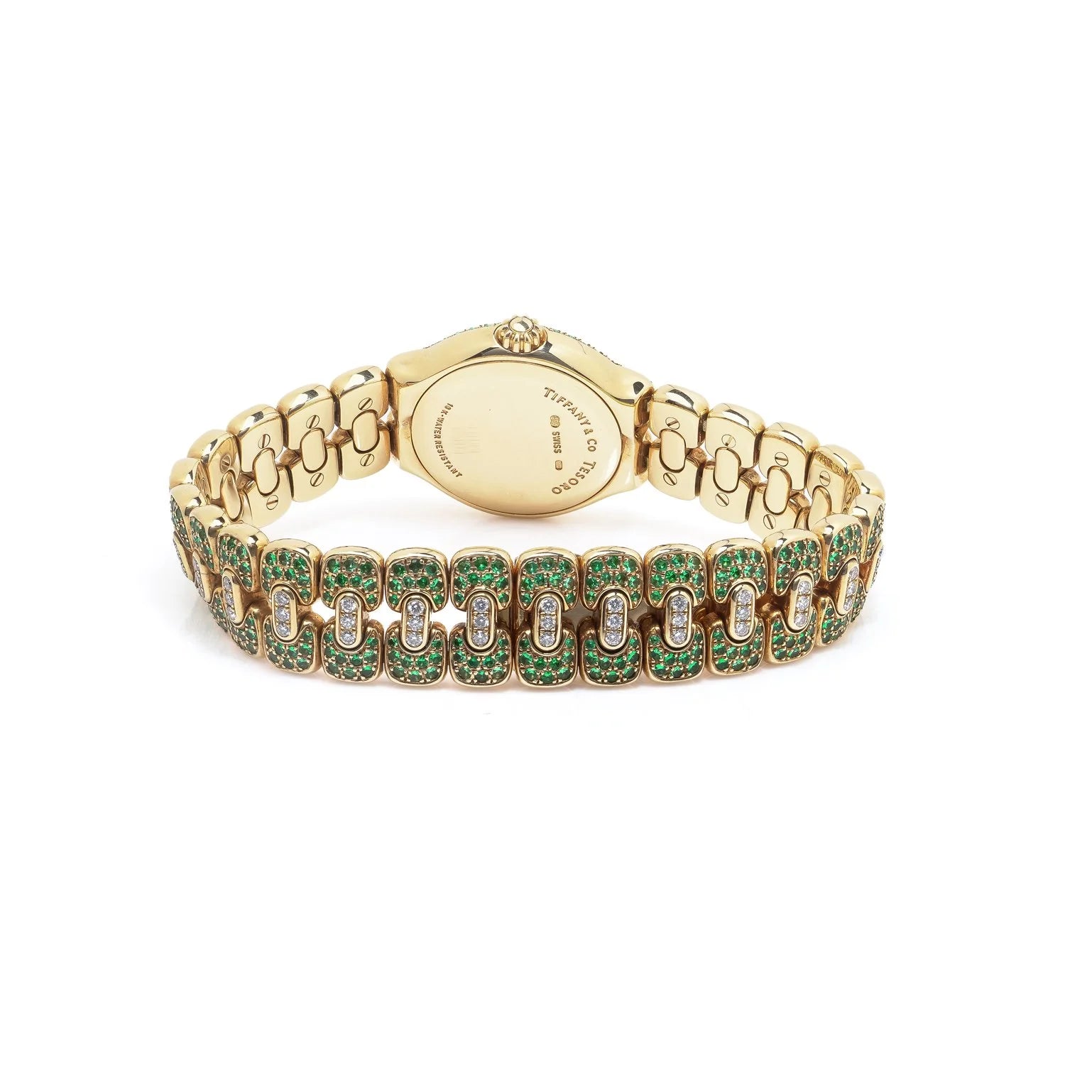 Tiffany & Co. Tesoro 18 Carat Gold Emerald And Diamond Watch