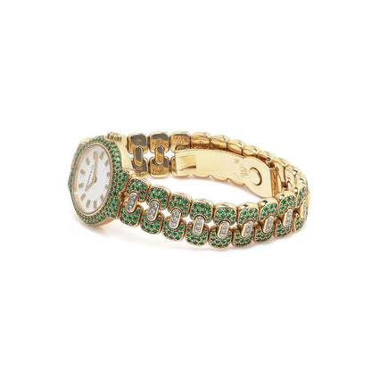 Tiffany & Co. Tesoro 18 Carat Gold Emerald And Diamond Watch