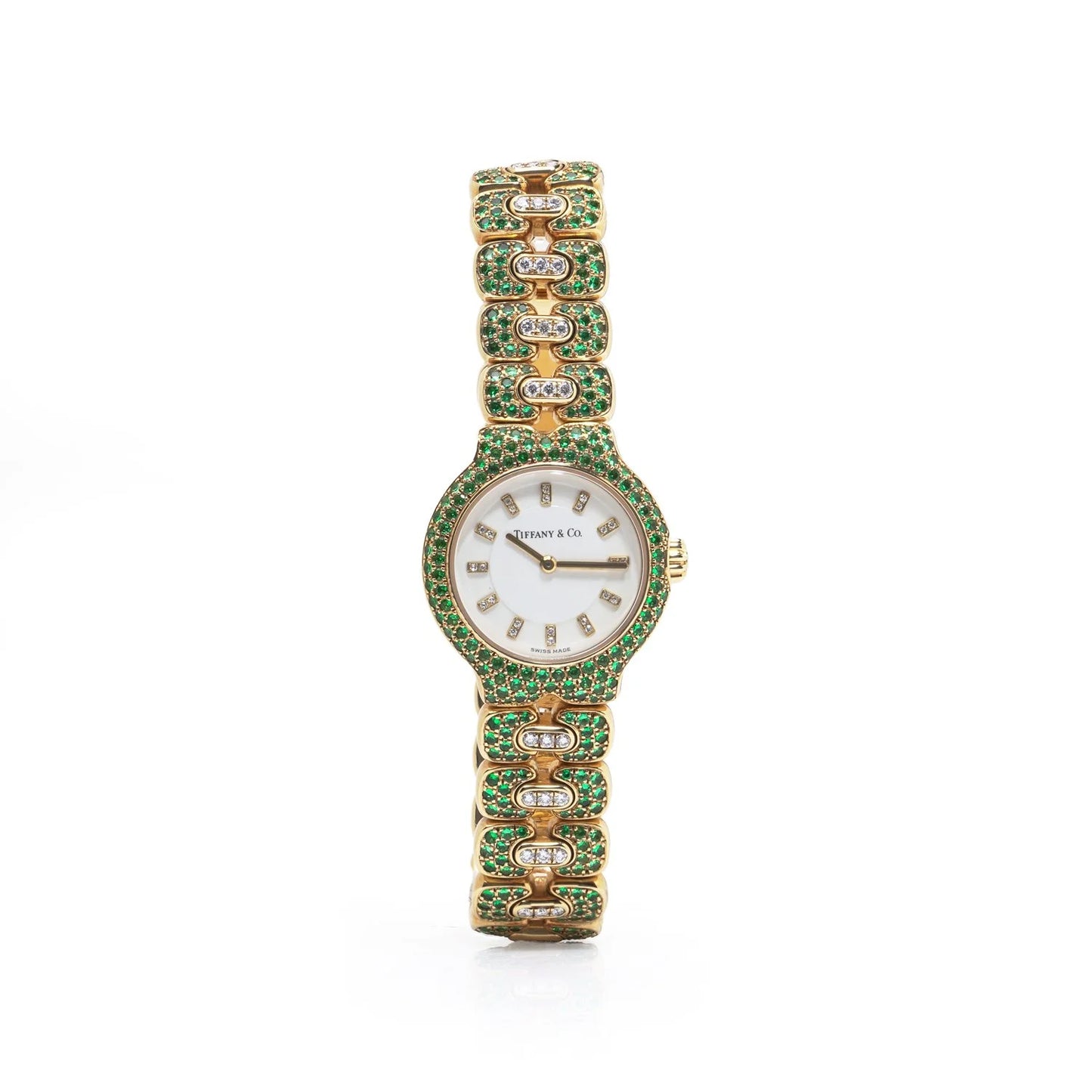 Tiffany & Co. Tesoro 18 Carat Gold Emerald And Diamond Watch