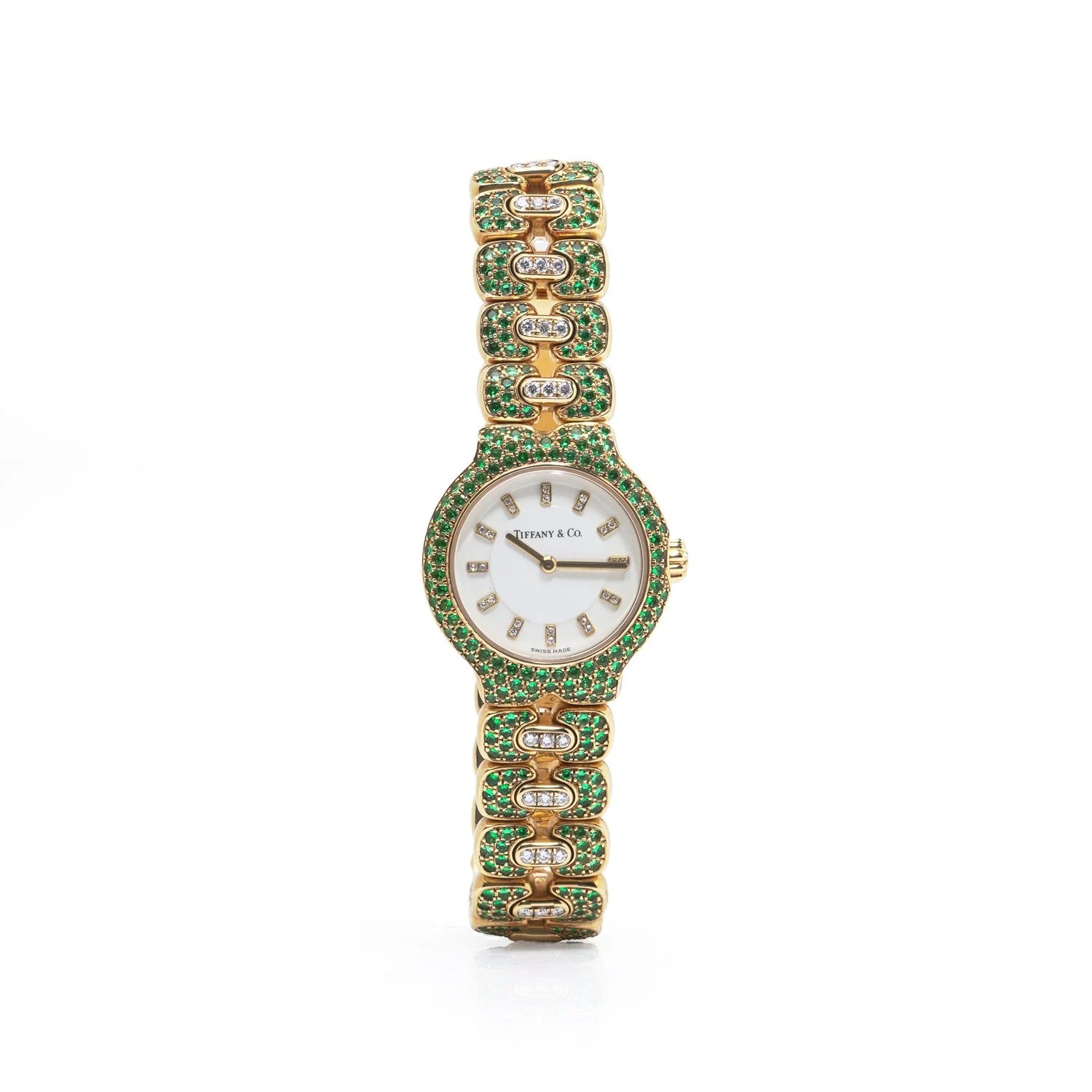 Tiffany & Co. Tesoro 18 Carat Gold Emerald And Diamond Watch