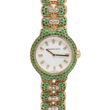 Tiffany & Co. Tesoro 18 Carat Gold Emerald And Diamond Watch