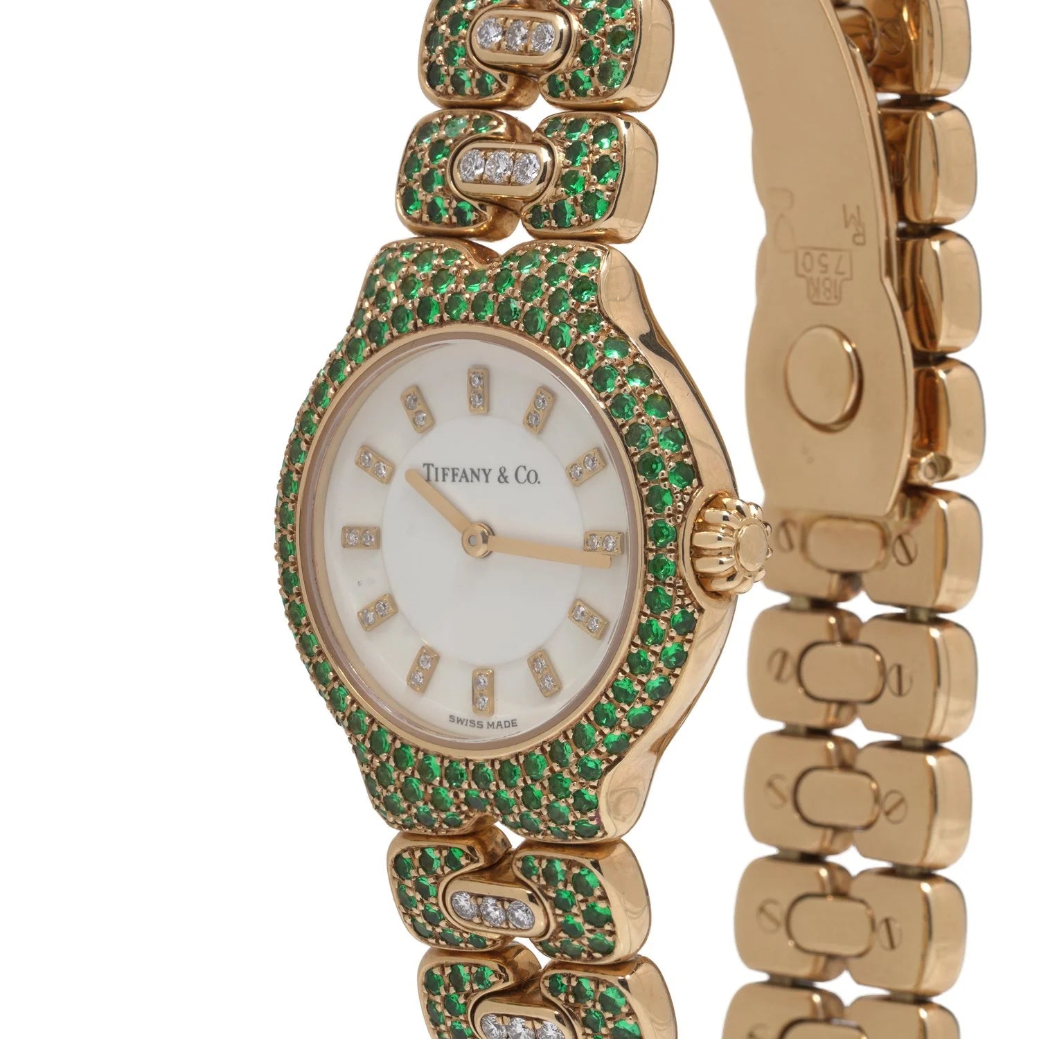 Tiffany & Co. Tesoro 18 Carat Gold Emerald And Diamond Watch