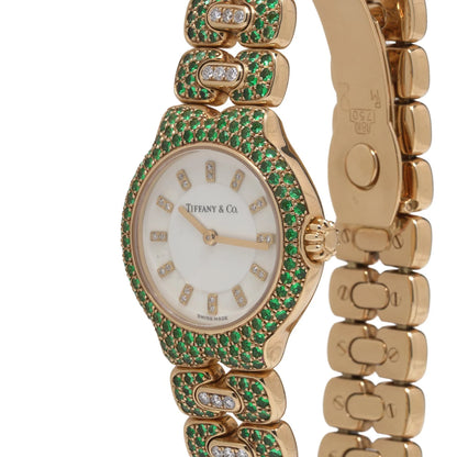 Tiffany & Co. Tesoro 18 Carat Gold Emerald And Diamond Watch