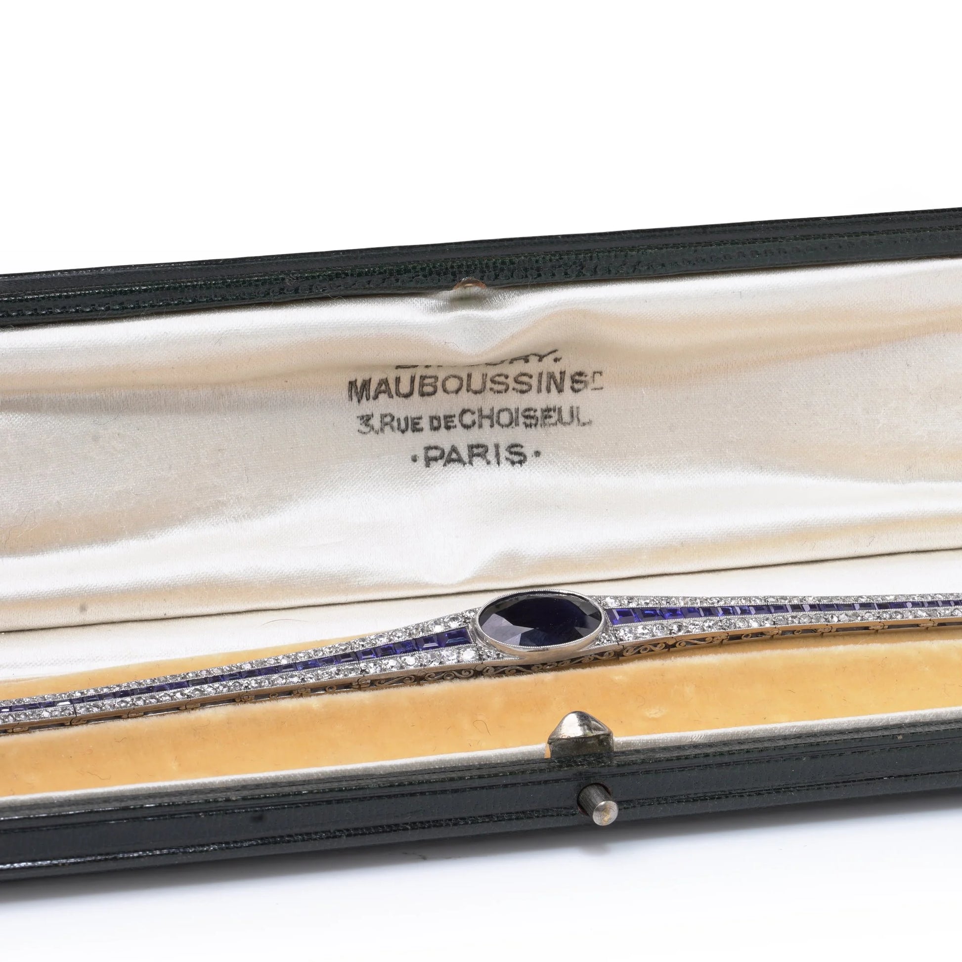 Art Deco Platinum Sapphire And Diamond Bracelet, Mauboussin Style