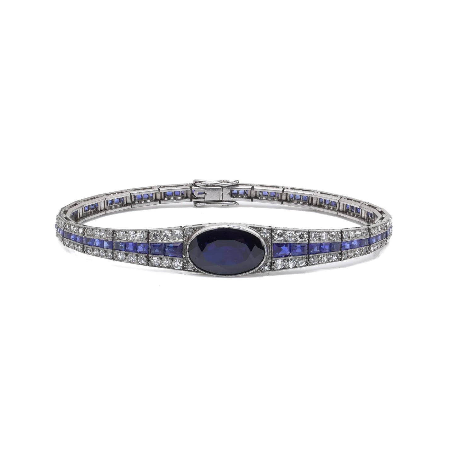 Art Deco Platinum Sapphire And Diamond Bracelet, Mauboussin Style