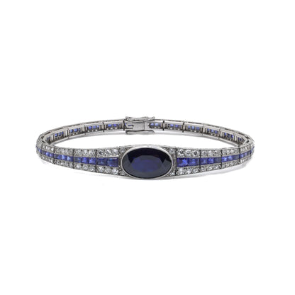 Art Deco Platinum Sapphire And Diamond Bracelet, Mauboussin Style