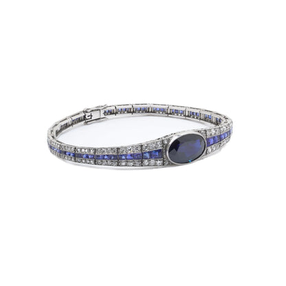 Art Deco Platinum Sapphire And Diamond Bracelet, Mauboussin Style