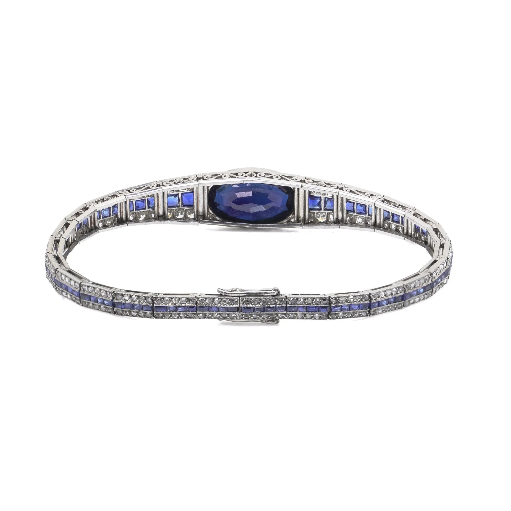 Art Deco Platinum Sapphire And Diamond Bracelet, Mauboussin Style