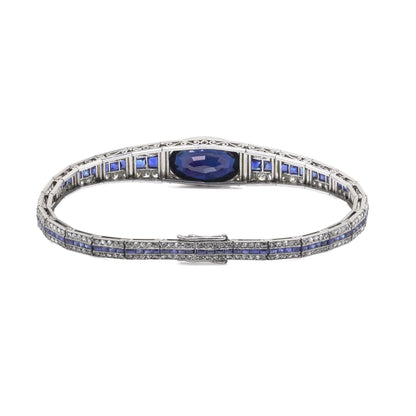 Art Deco Platinum Sapphire And Diamond Bracelet, Mauboussin Style
