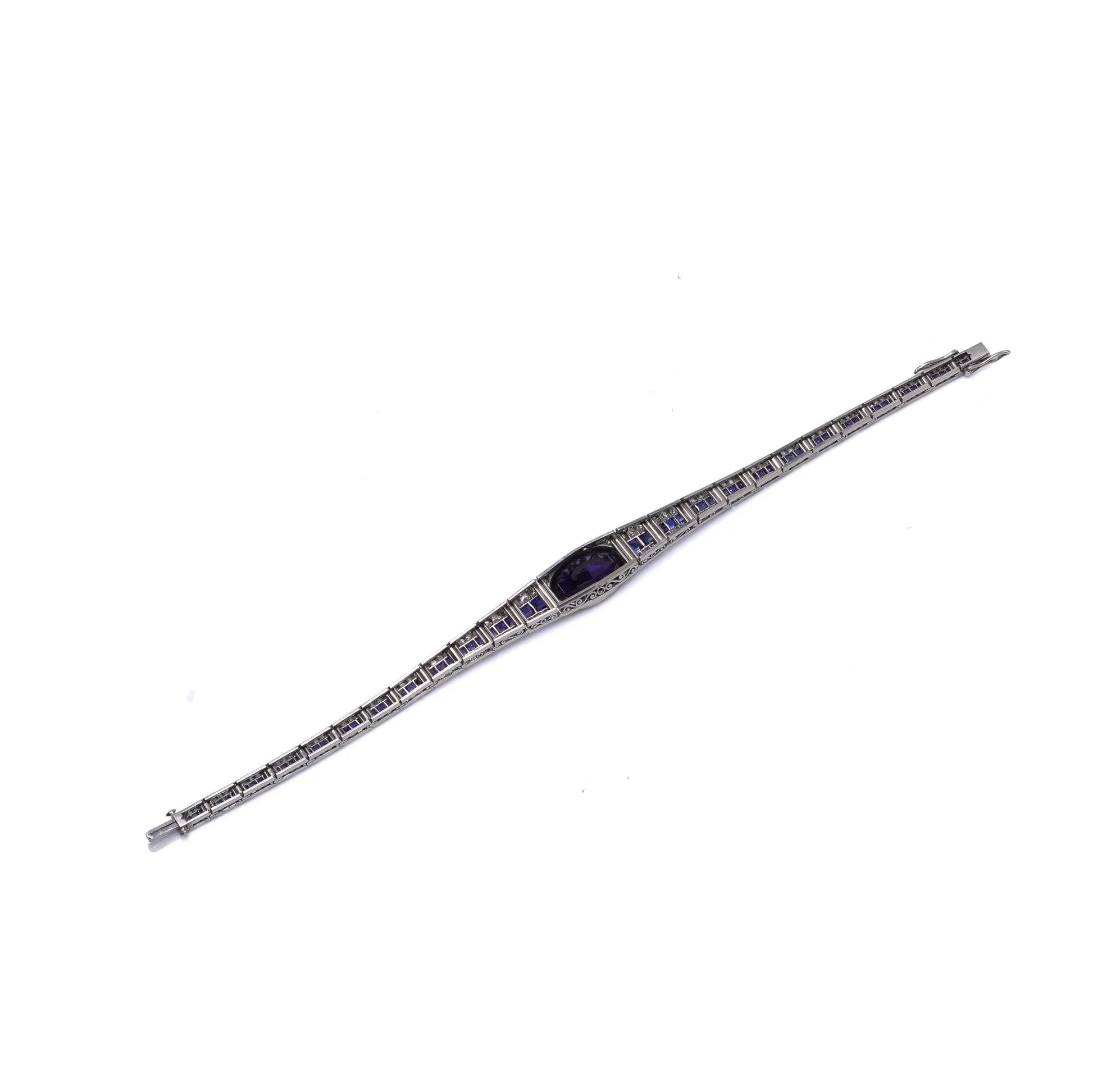 Art Deco Platinum Sapphire And Diamond Bracelet, Mauboussin Style