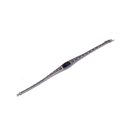 Art Deco Platinum Sapphire And Diamond Bracelet, Mauboussin Style