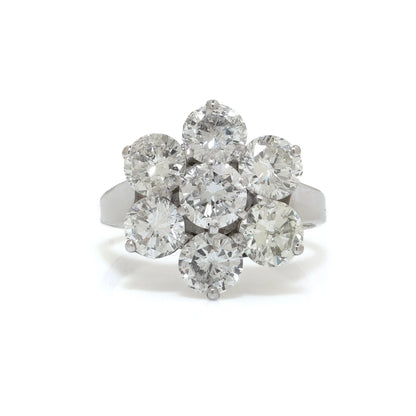 18 Carat White Gold Diamond Cluster Engagement Ring