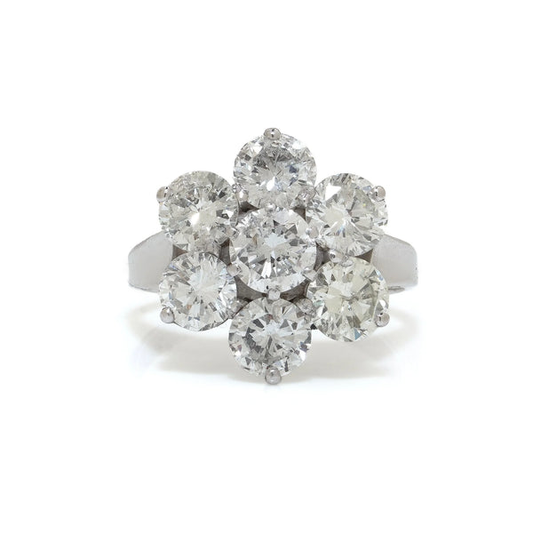 18 Carat White Gold Diamond Cluster Engagement Ring