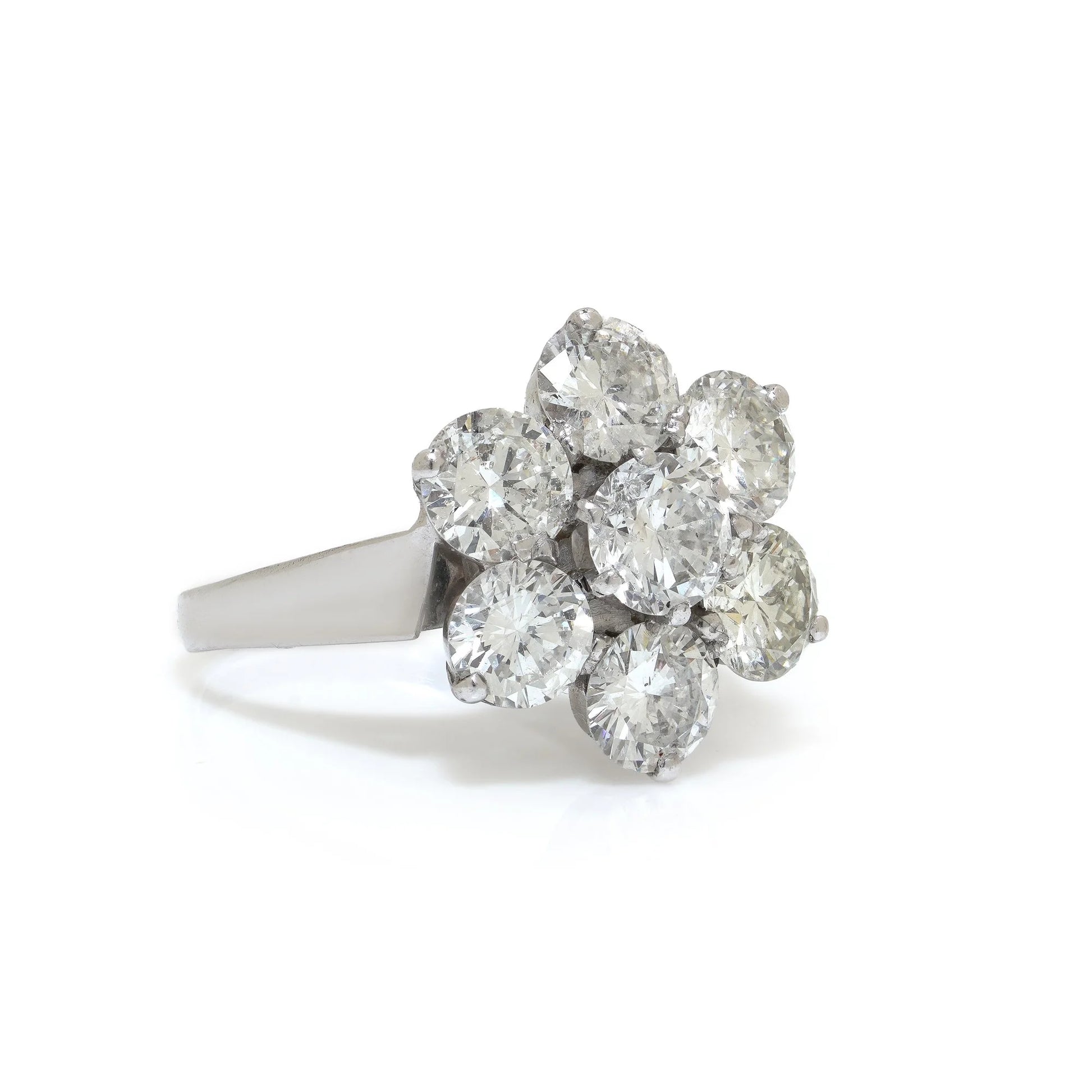 18 Carat White Gold Diamond Cluster Engagement Ring