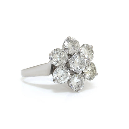 18 Carat White Gold Diamond Cluster Engagement Ring