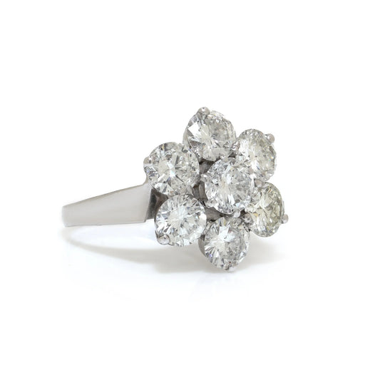 18 Carat White Gold Diamond Cluster Engagement Ring