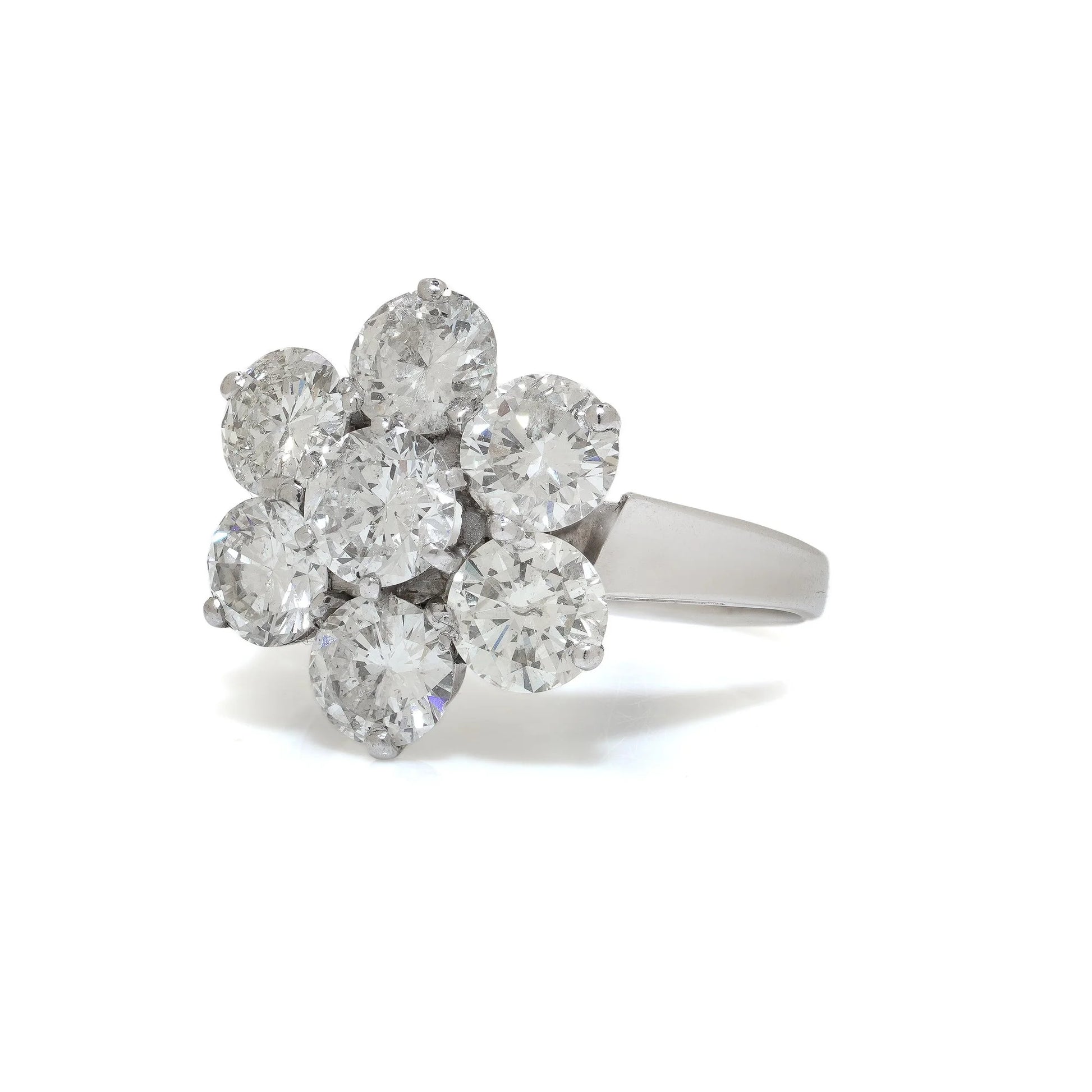 18 Carat White Gold Diamond Cluster Engagement Ring