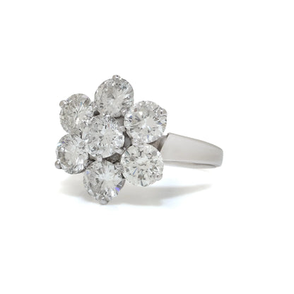 18 Carat White Gold Diamond Cluster Engagement Ring