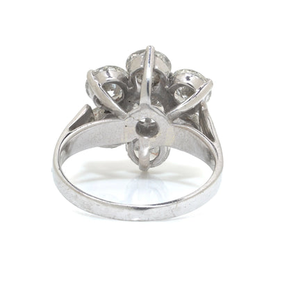 18 Carat White Gold Diamond Cluster Engagement Ring