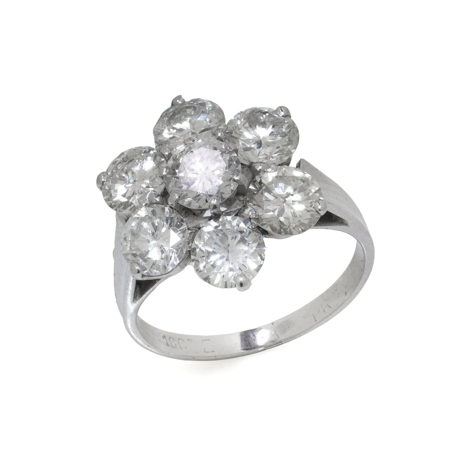 18 Carat White Gold Diamond Cluster Engagement Ring