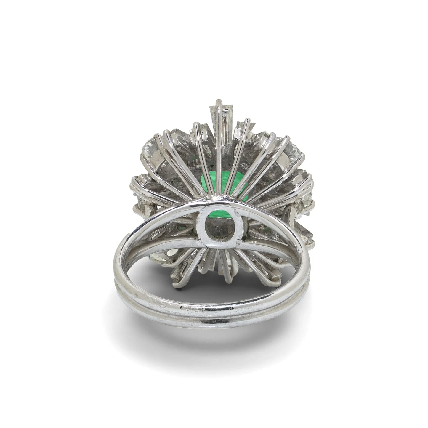 18 Carat White Gold Colombian Emerald And Diamond Cluster Ring