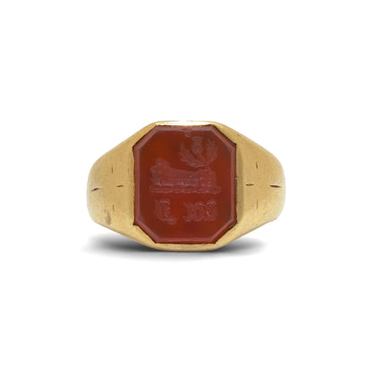 Early 20th Century 18 Carat Gold Carnelian Intaglio Signet Ring