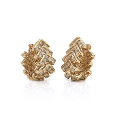 Vintage 14 Carat Gold Diamond Day And Night Earrings