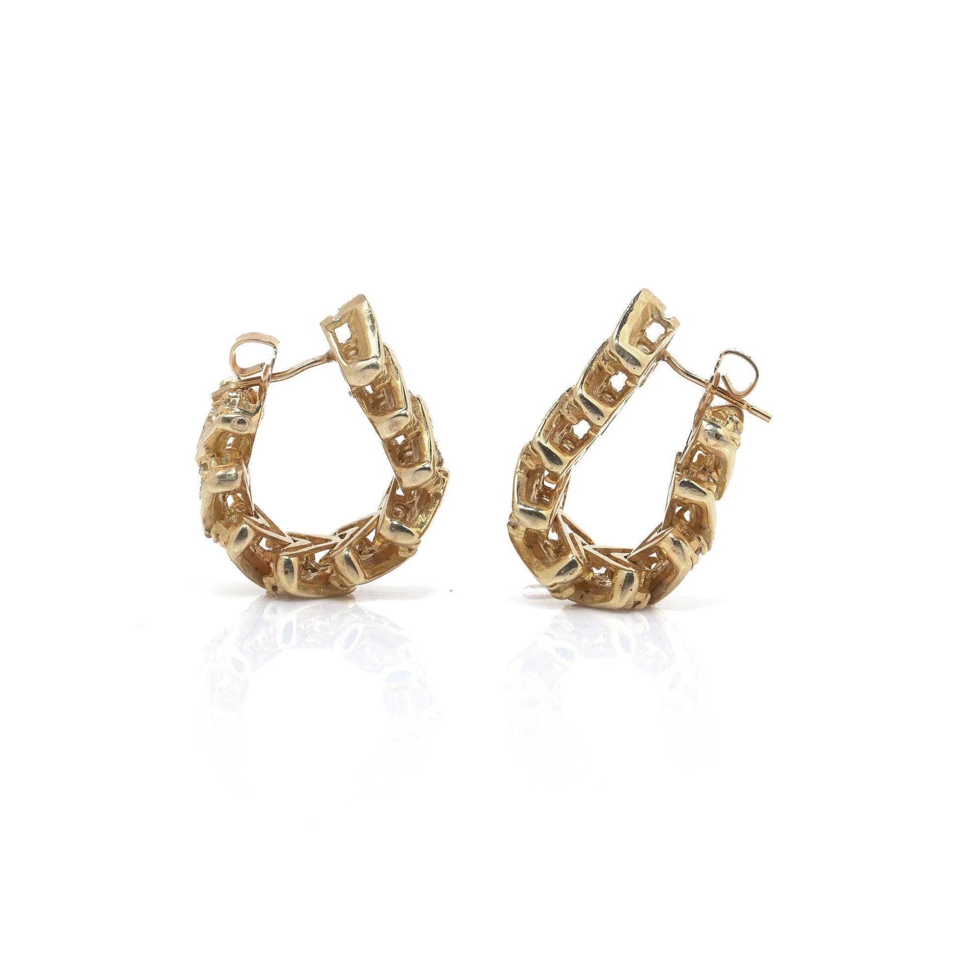 Vintage 14 Carat Gold Diamond Day And Night Earrings