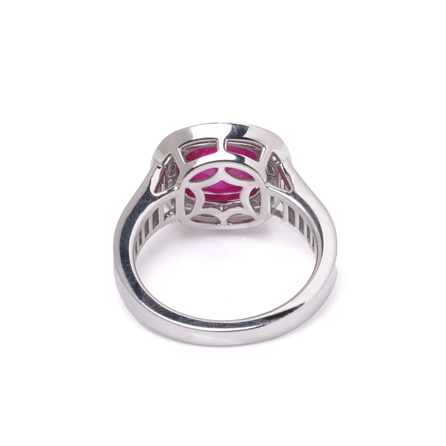 18 Carat White Gold Sugarloaf Ruby And Diamond Ring