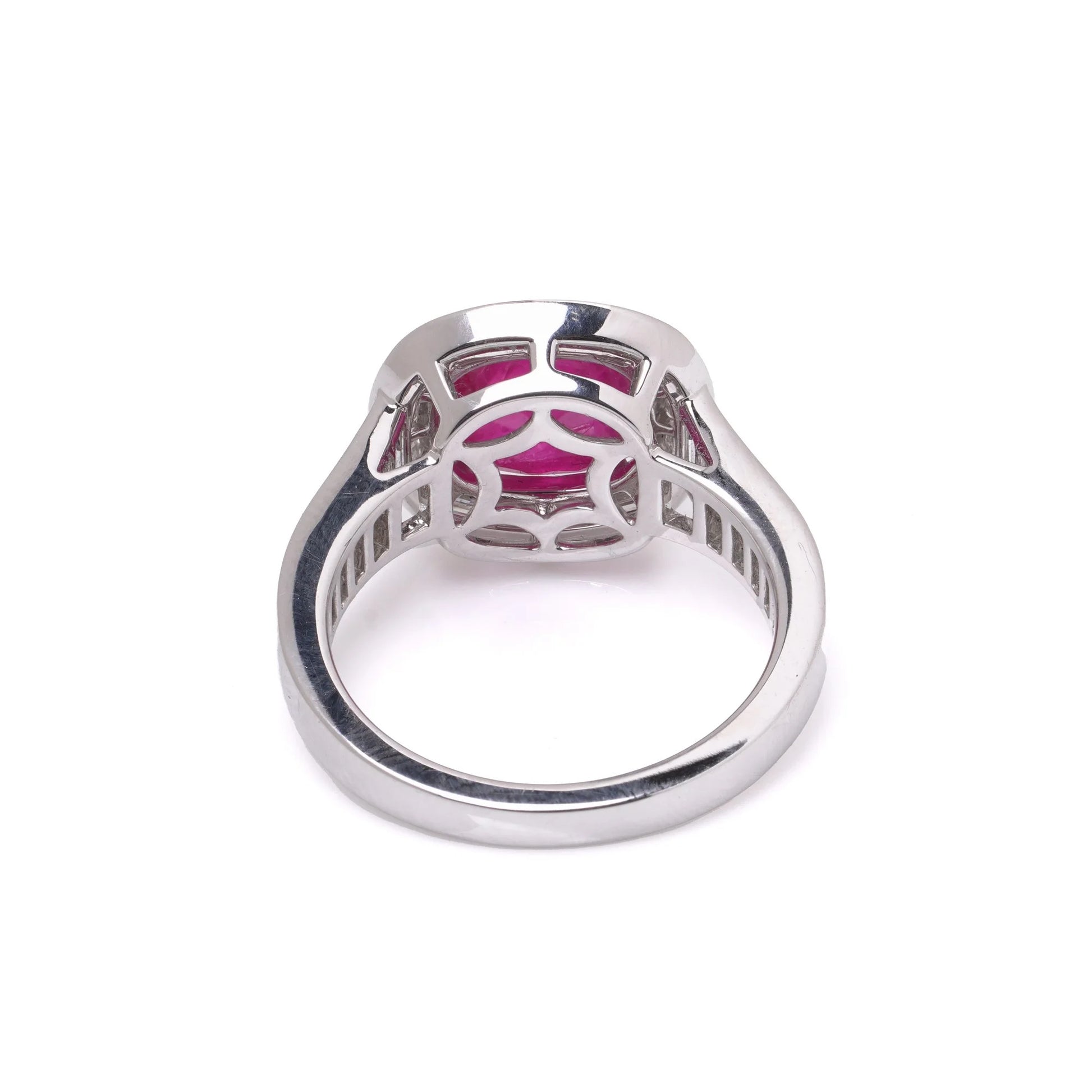 18 Carat White Gold Sugarloaf Ruby And Diamond Ring