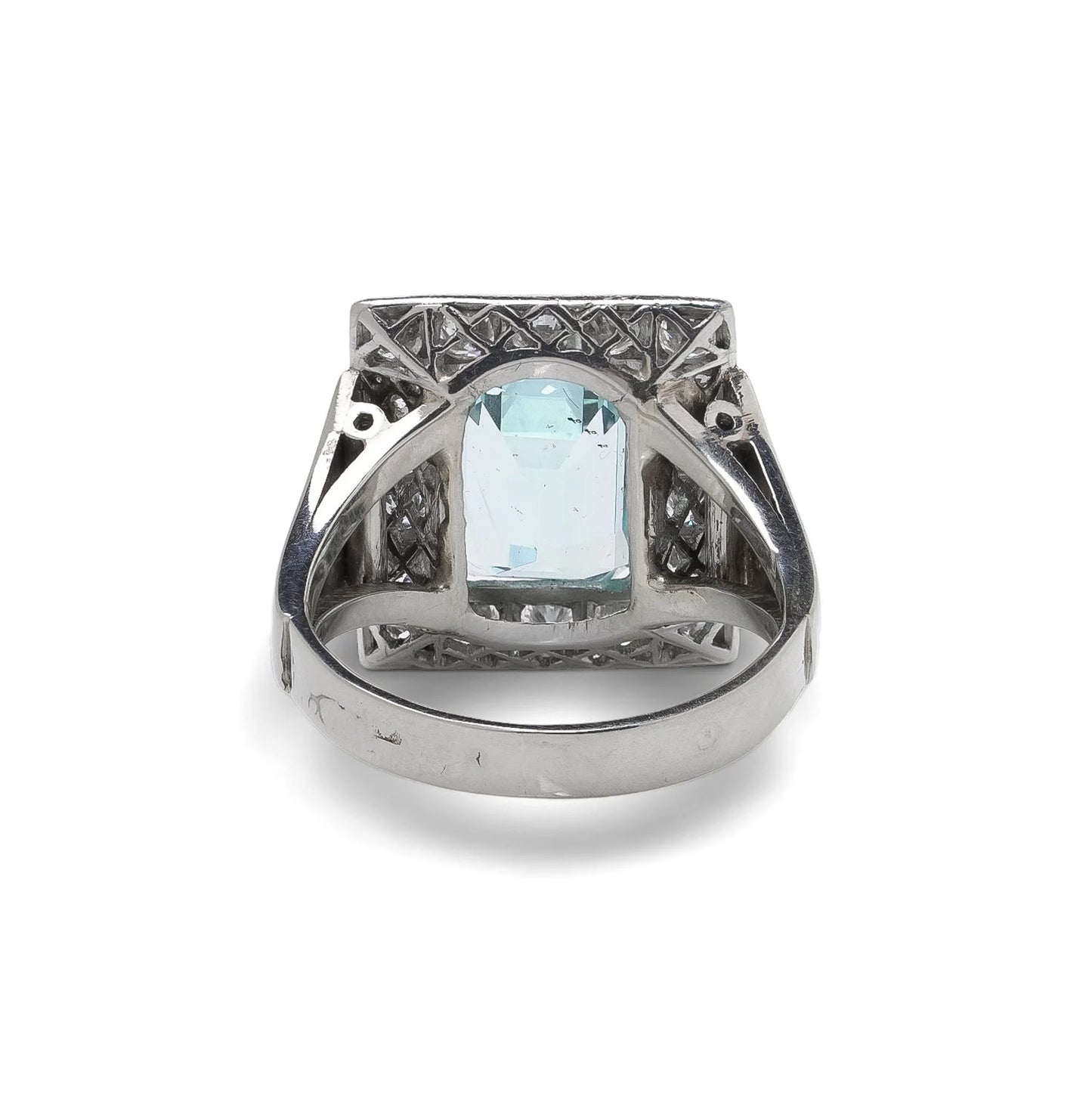 14 Carat White Gold Aquamarine And Diamond Cluster Ring