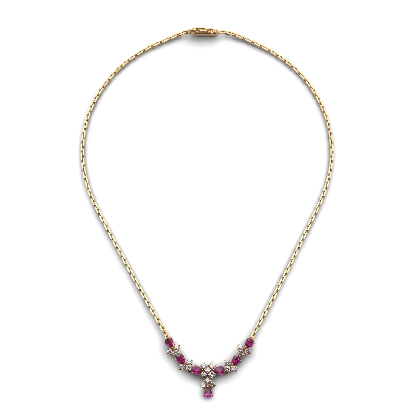 Vintage 18 Carat Gold Ruby And  Diamond Necklace, 1983