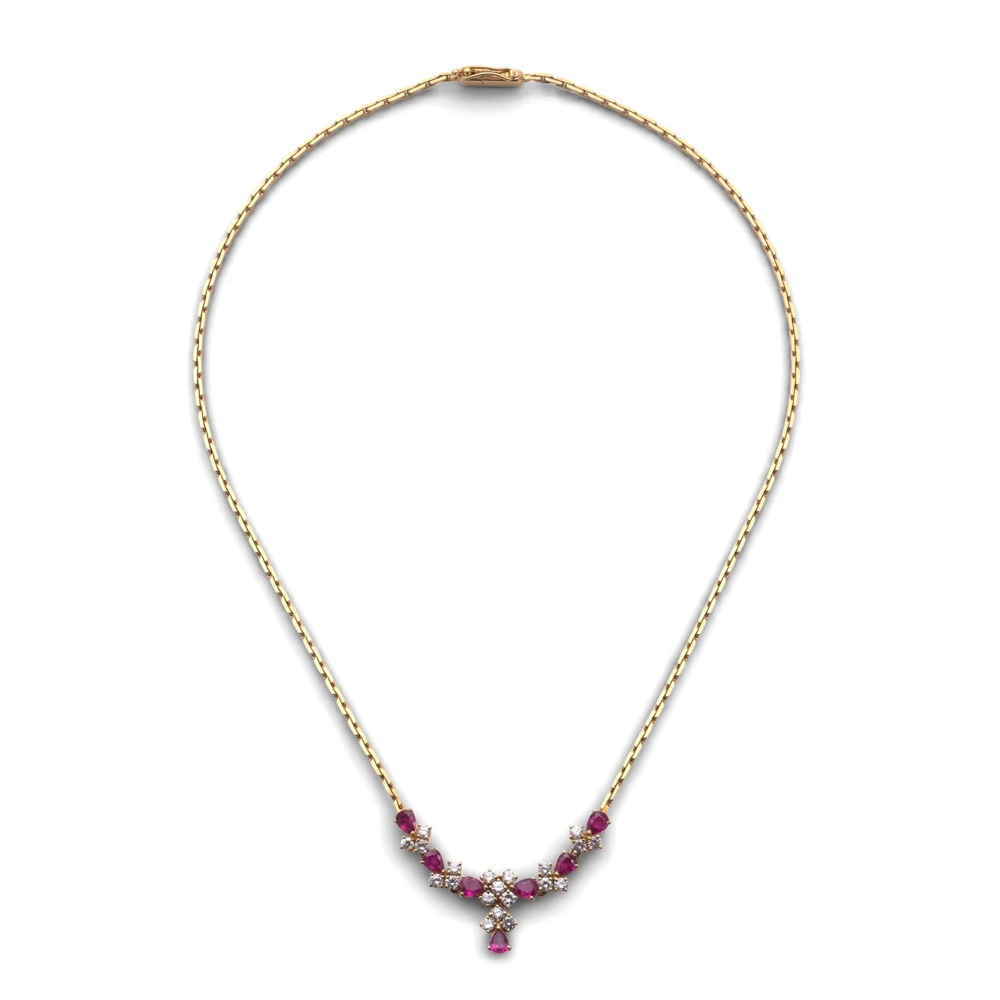 Vintage 18 Carat Gold Ruby And  Diamond Necklace, 1983