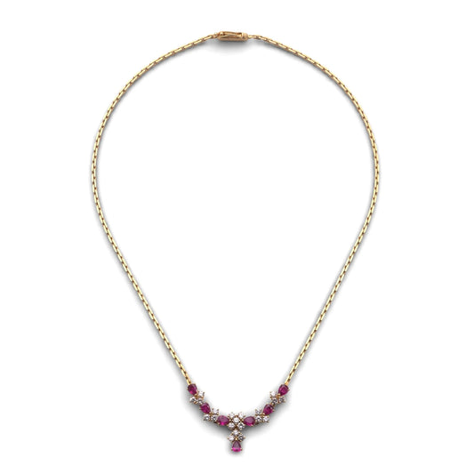 Vintage 18 Carat Gold Ruby And  Diamond Necklace, 1983