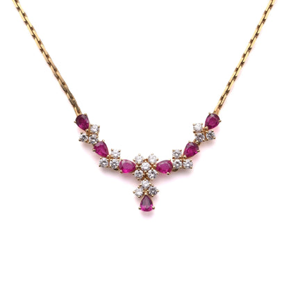 Vintage 18 Carat Gold Ruby And  Diamond Necklace, 1983